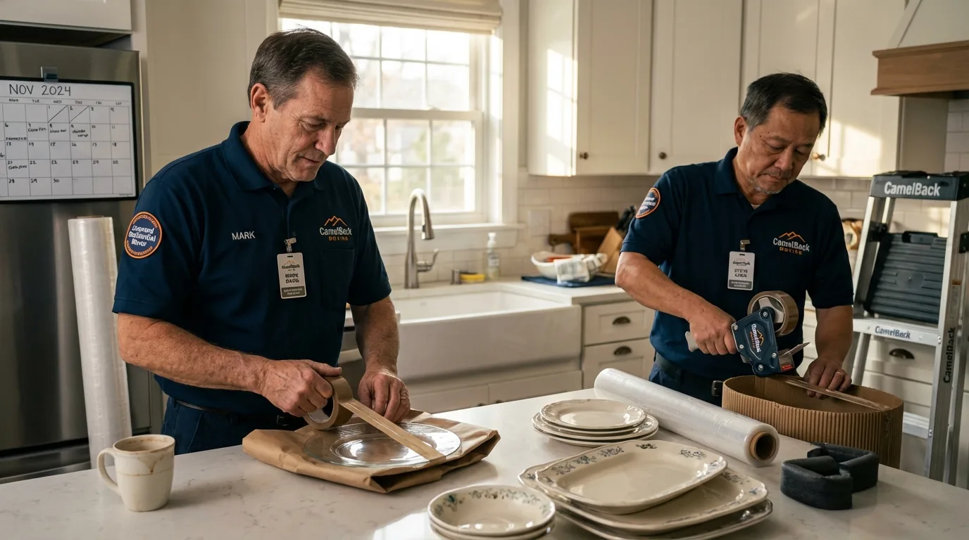 Professional crew packing kitchen dishware in Frederick, CO